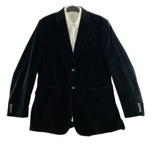 Mens Corduroy Sport Coat Sz 44L Black Cotton Blend 2 Button Blazer Jacket Turkey